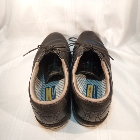 FootJoy DryJoys Men’s Leather Golf Shoes Black Size 10 - Picture 4 of 8